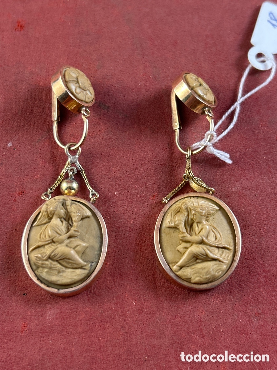 Joyeria: PENDIENTES ANTIGUOS DE ORO CON CAMAFEOS - Foto 1