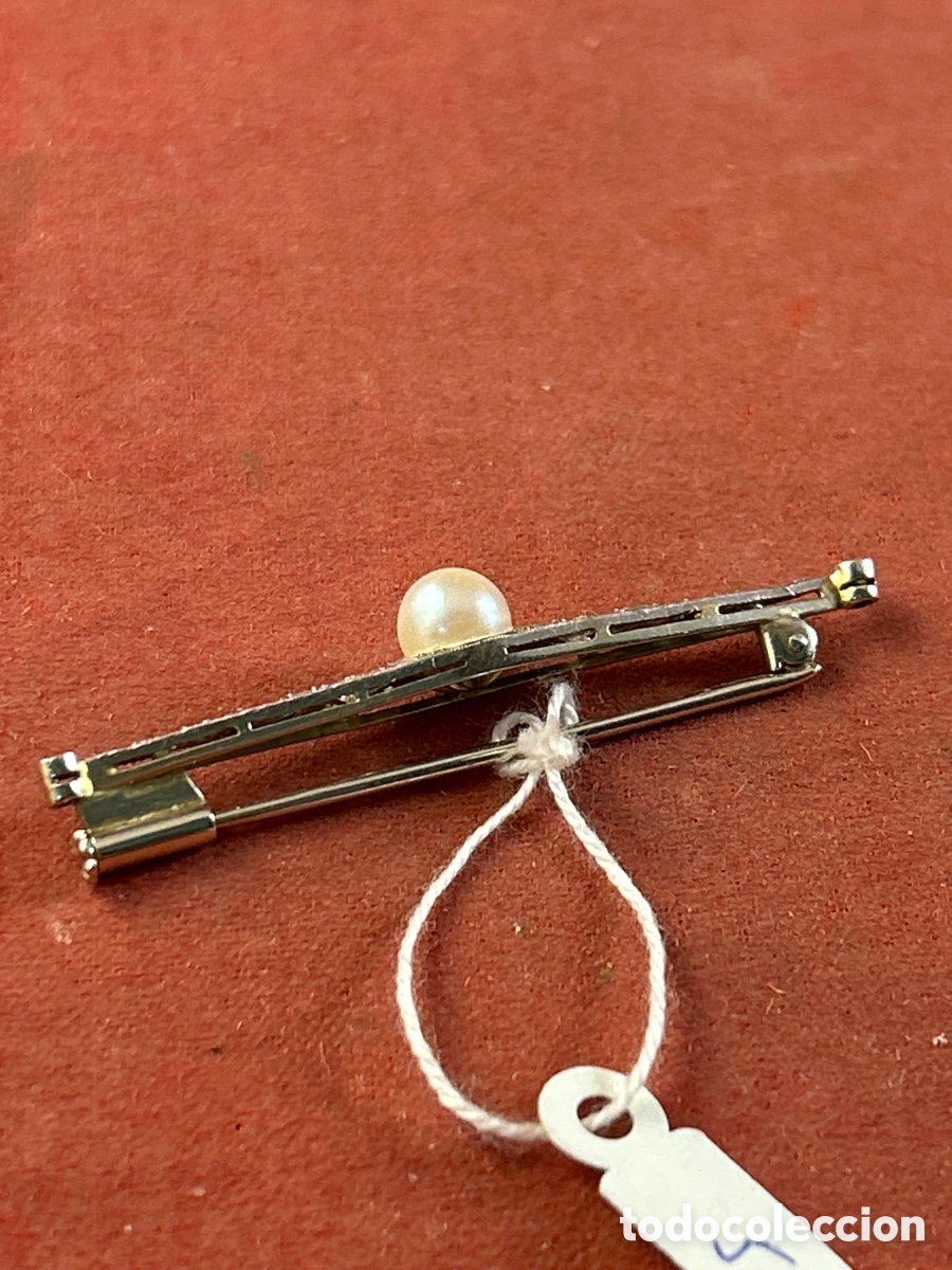 Joyeria: HERMOSO BROCHE DE ORO CON PERLA ART DECO - Foto 2