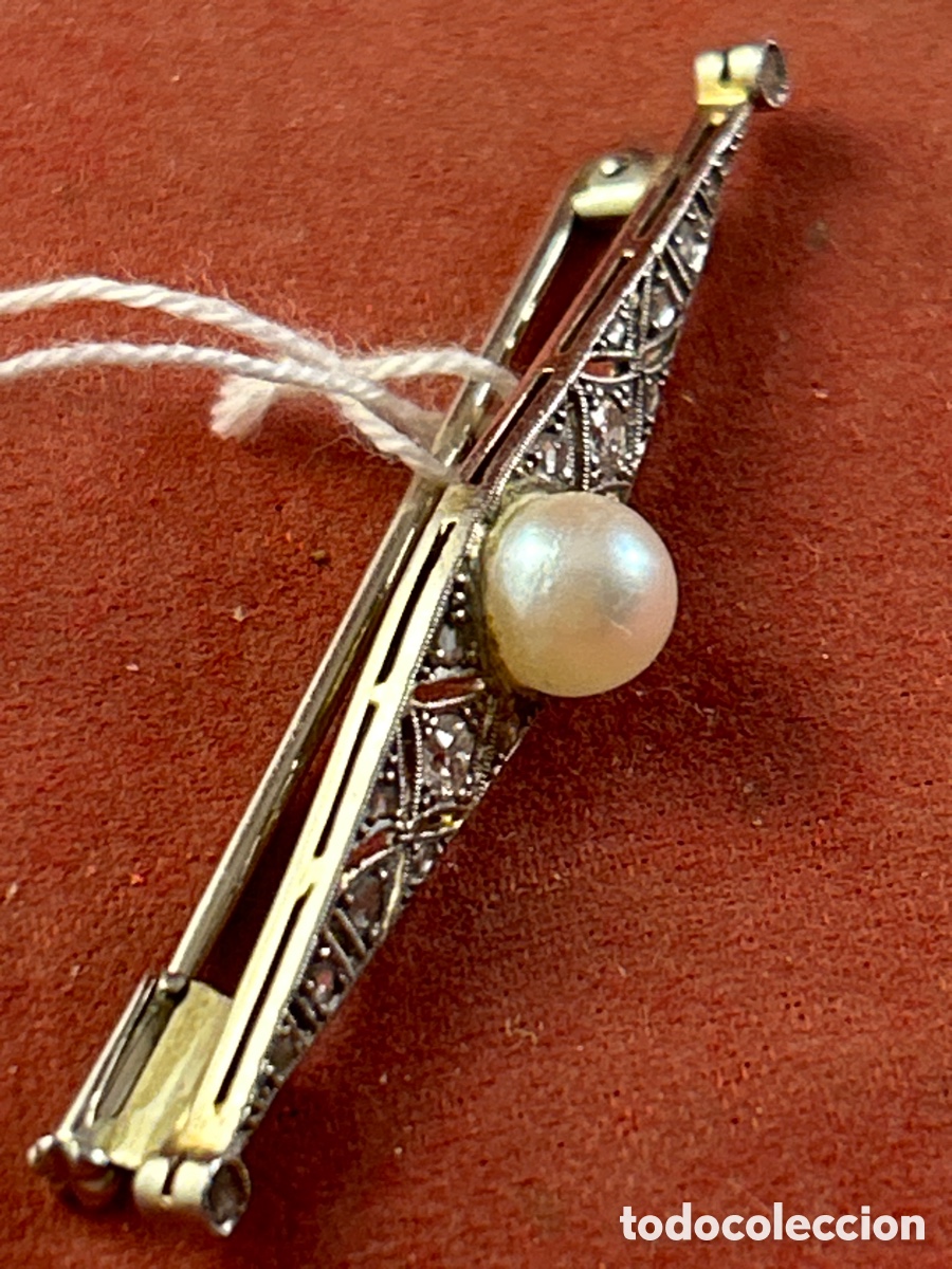 Joyeria: HERMOSO BROCHE DE ORO CON PERLA ART DECO - Foto 3