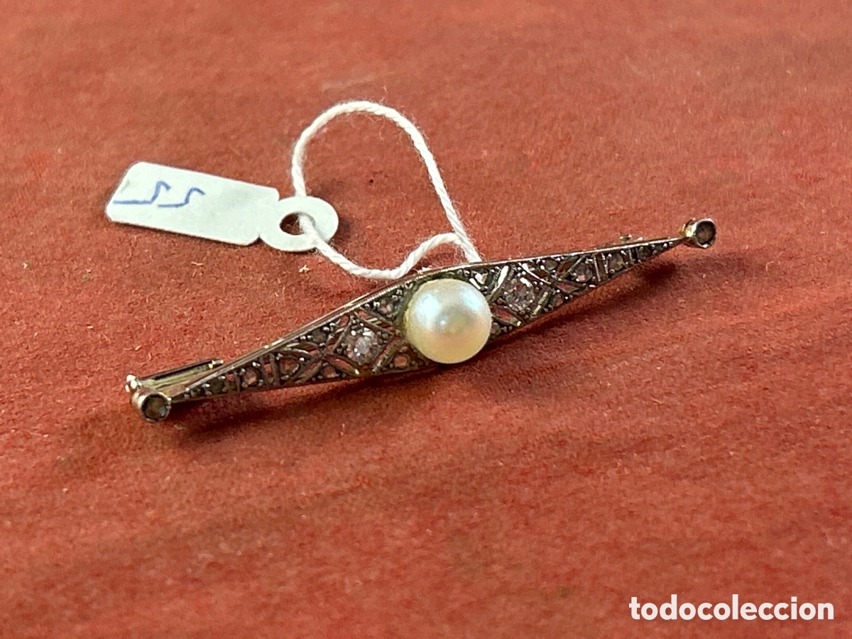 Joyeria: HERMOSO BROCHE DE ORO CON PERLA ART DECO - Foto 1