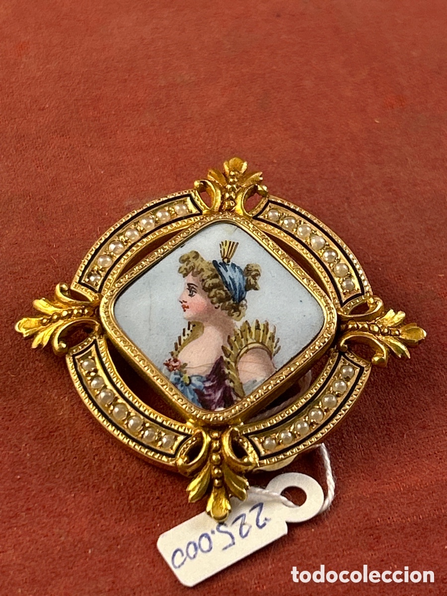 Joyeria: ANTIGUO BROCHE FRANCES EN ORO Y ESMALTE - Foto 1