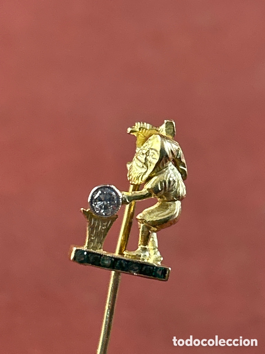 Joyeria: ALFILER DE ORO CON DIAMANTE Y ESMERALDAS - Foto 2