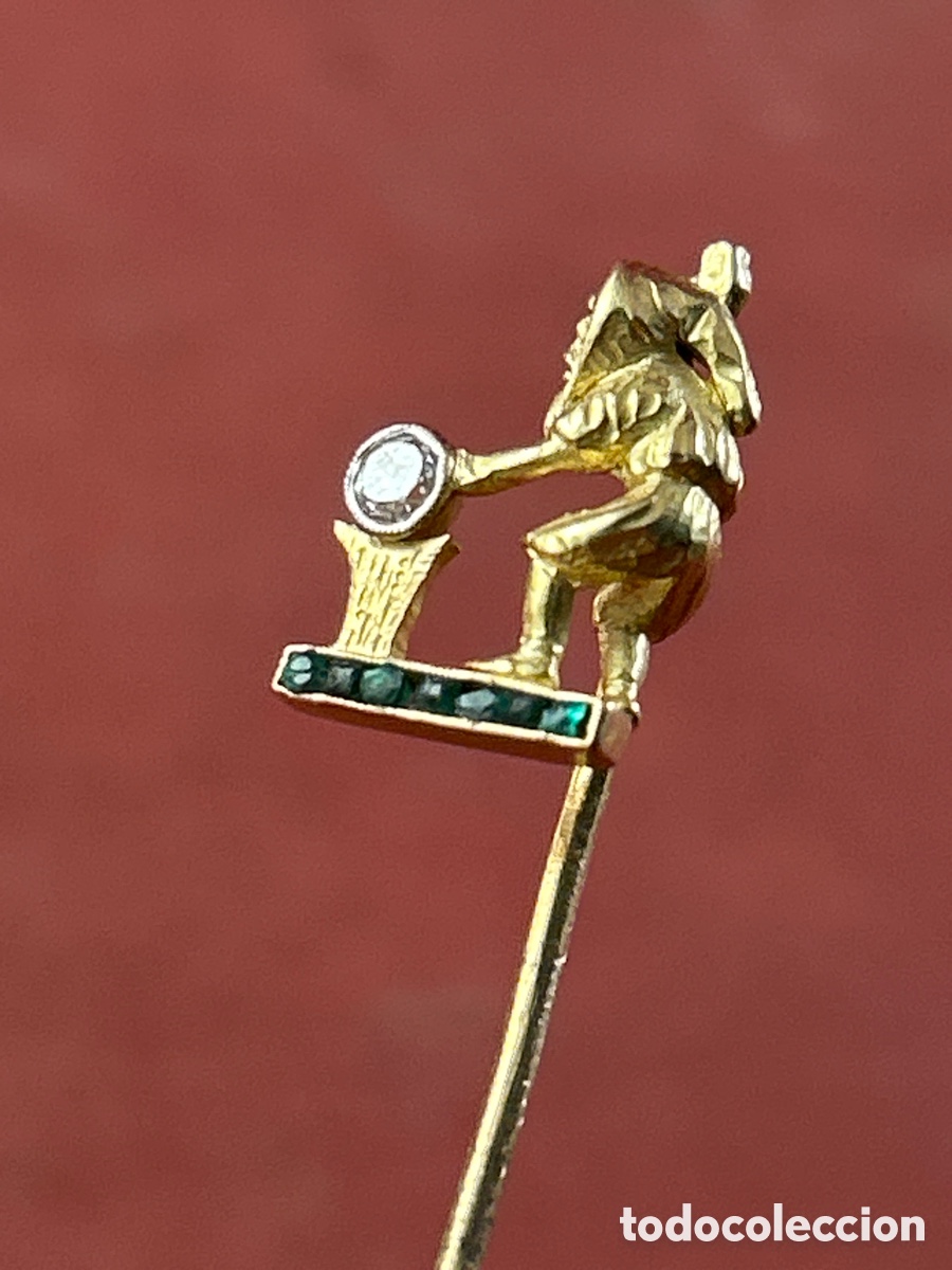 Joyeria: ALFILER DE ORO CON DIAMANTE Y ESMERALDAS - Foto 4