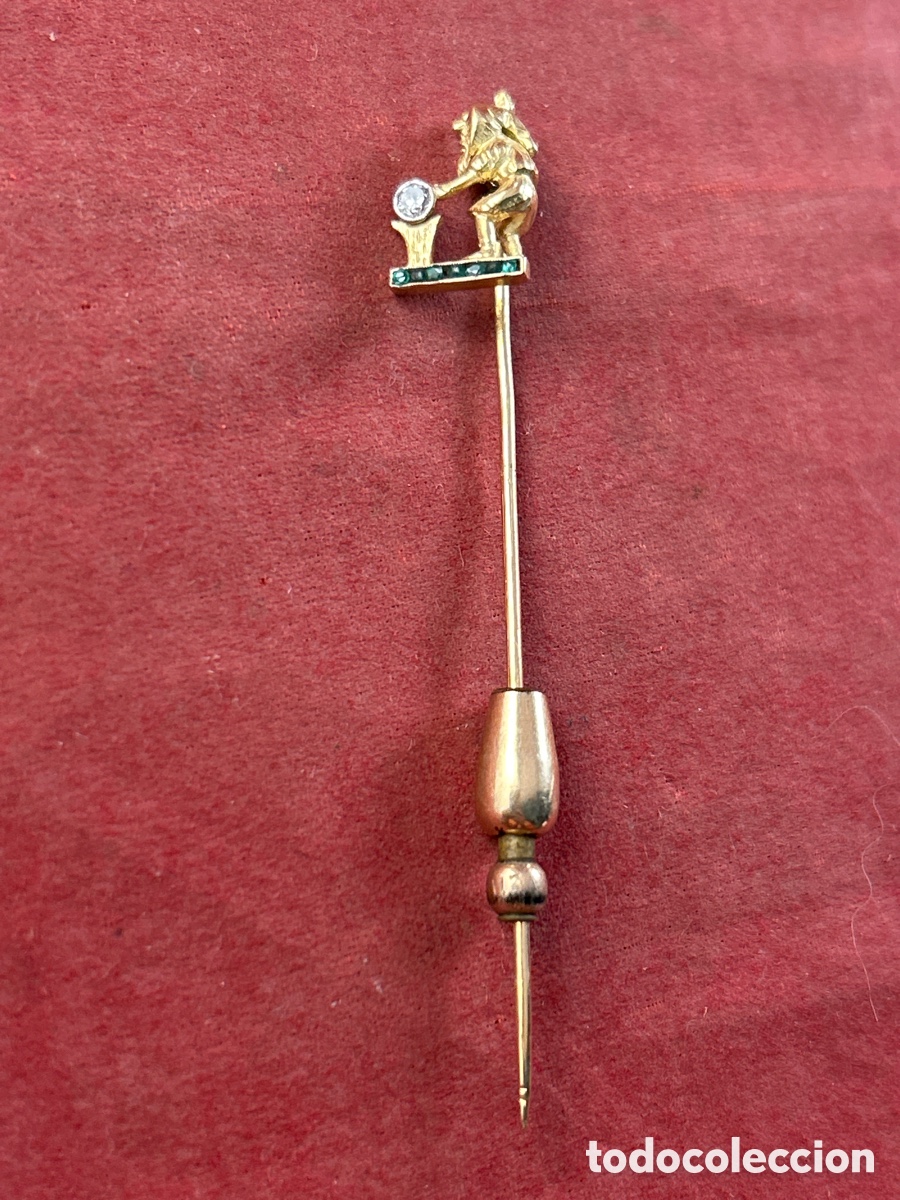 Joyeria: ALFILER DE ORO CON DIAMANTE Y ESMERALDAS - Foto 1