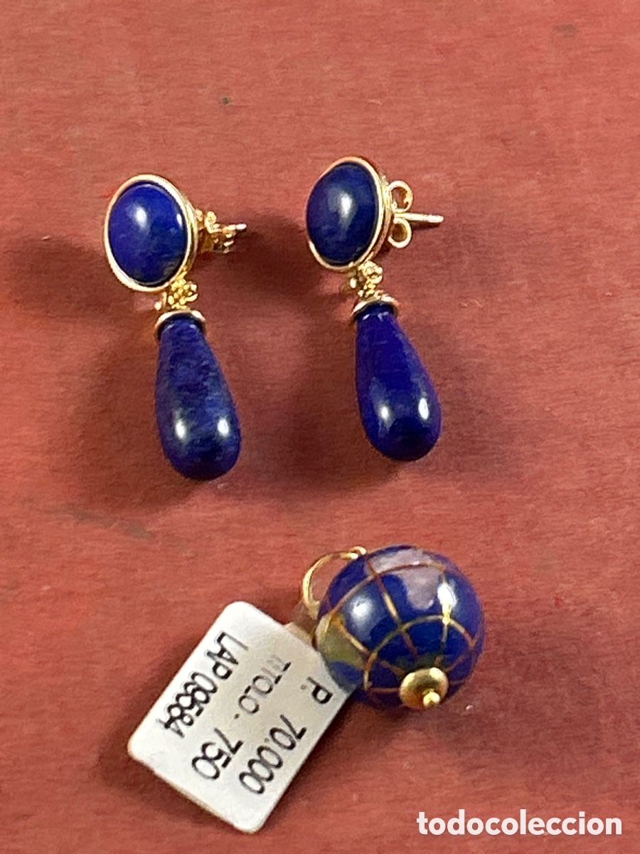 Joyeria: PENDIENTES Y COLGANTE DE ORO Y LAPISL&Aacute;ZULI - Foto 1