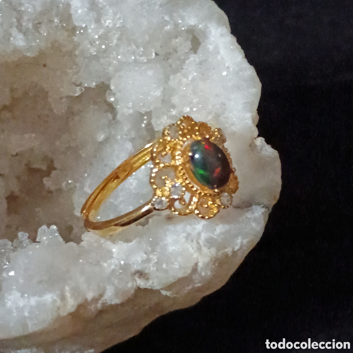 Joyeria: Anillo de &Oacute;palo Plata chapada en oro 18k - Foto 2