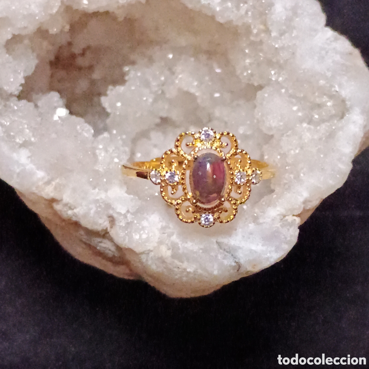 Joyeria: Anillo de &Oacute;palo Plata chapada en oro 18k - Foto 3