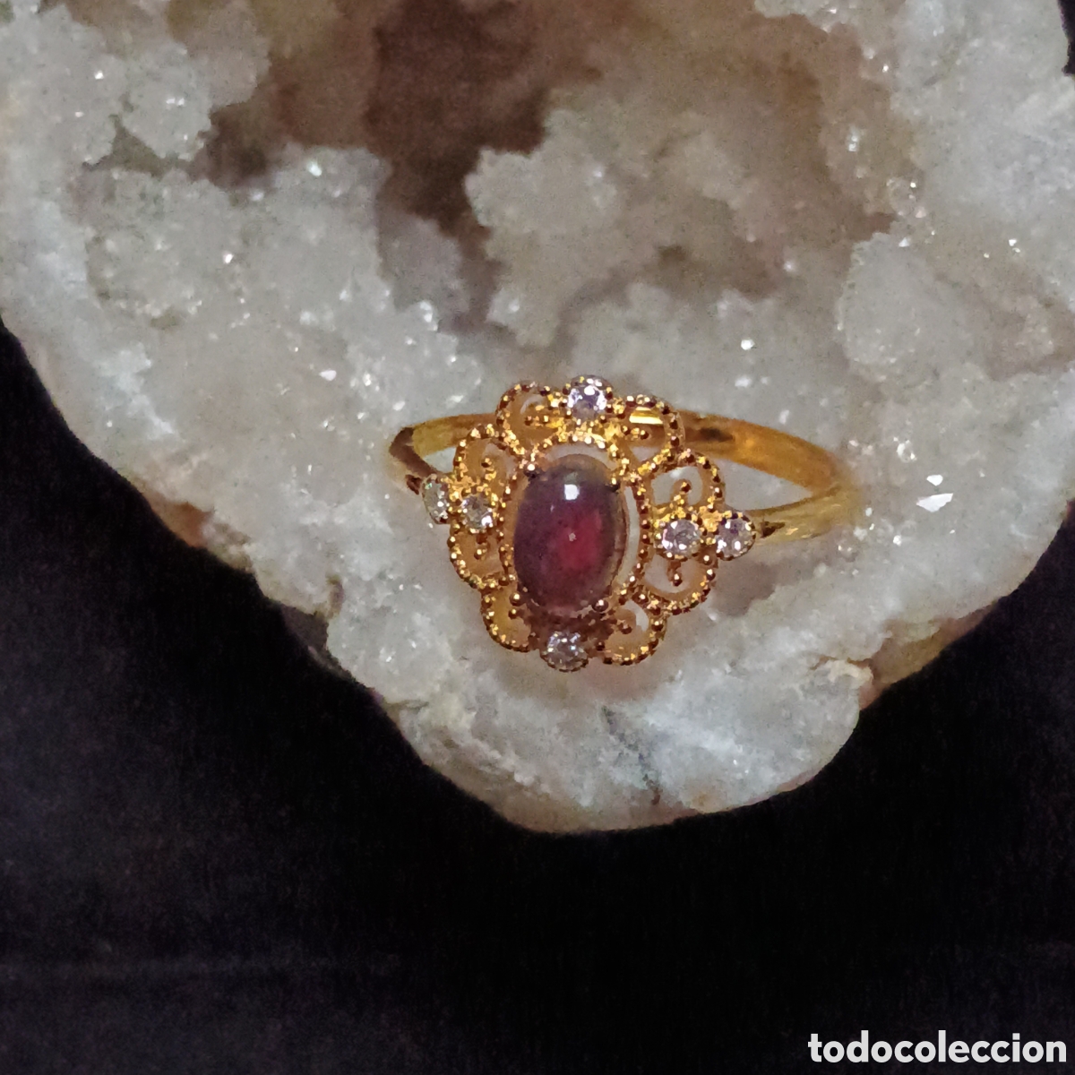 Joyeria: Anillo de &Oacute;palo Plata chapada en oro 18k - Foto 4