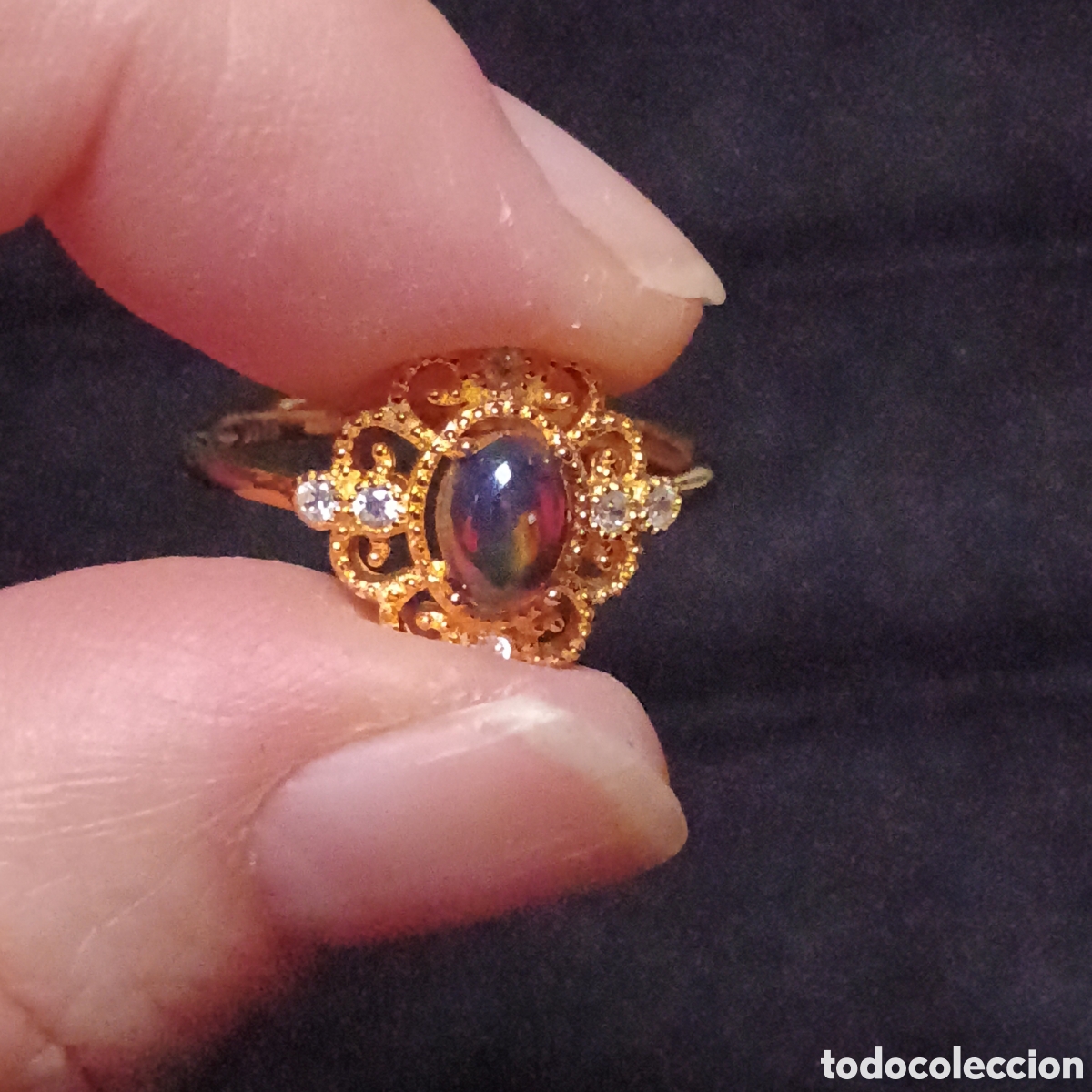 Joyeria: Anillo de &Oacute;palo Plata chapada en oro 18k - Foto 5