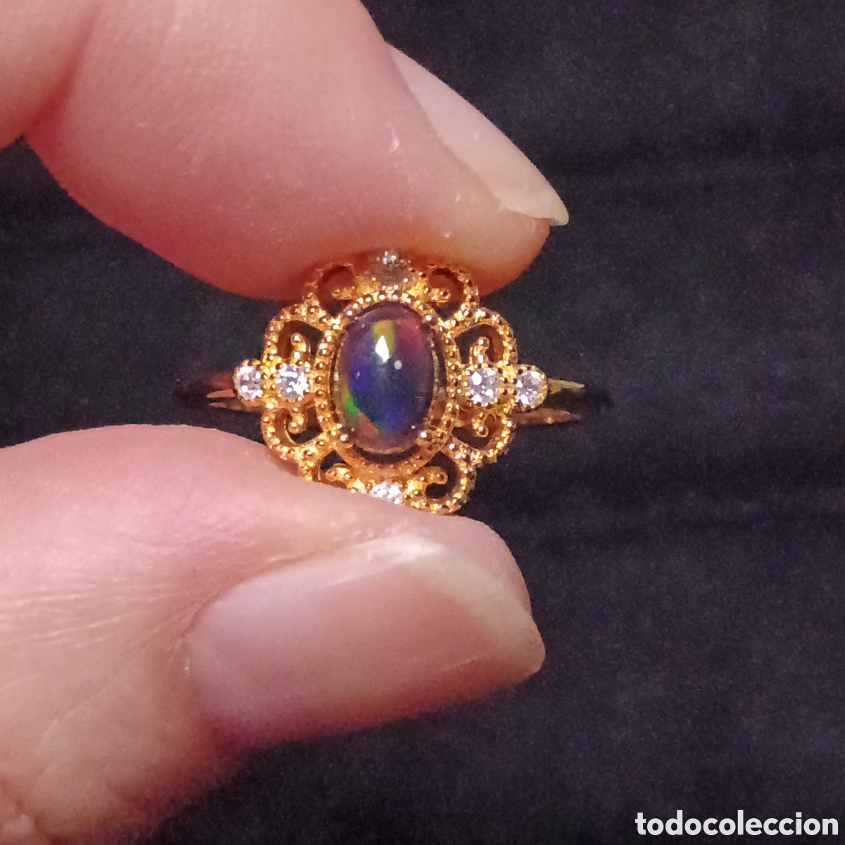 Joyeria: Anillo de &Oacute;palo Plata chapada en oro 18k - Foto 6