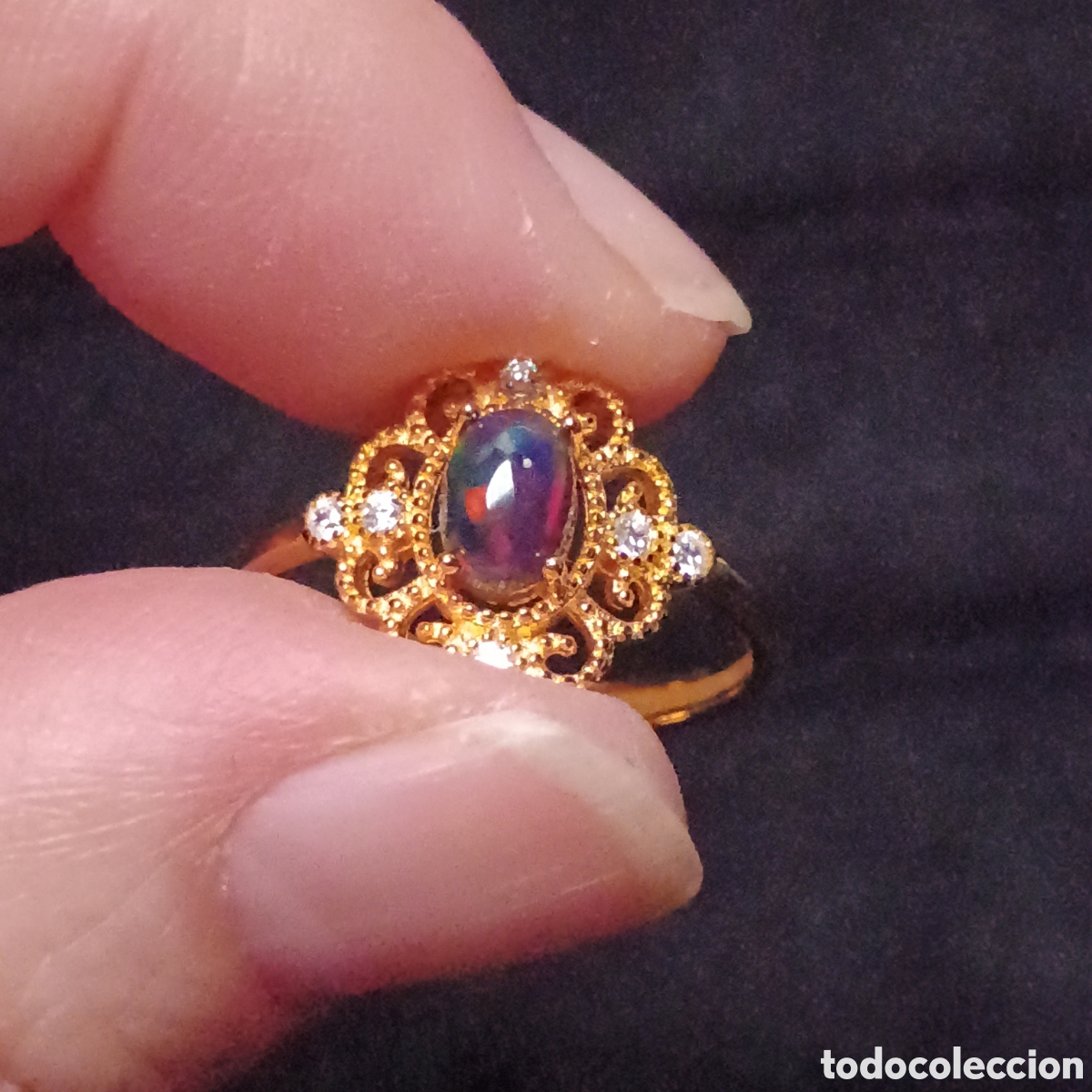 Joyeria: Anillo de &Oacute;palo Plata chapada en oro 18k - Foto 7