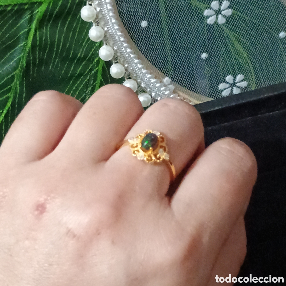 Joyeria: Anillo de &Oacute;palo Plata chapada en oro 18k - Foto 9