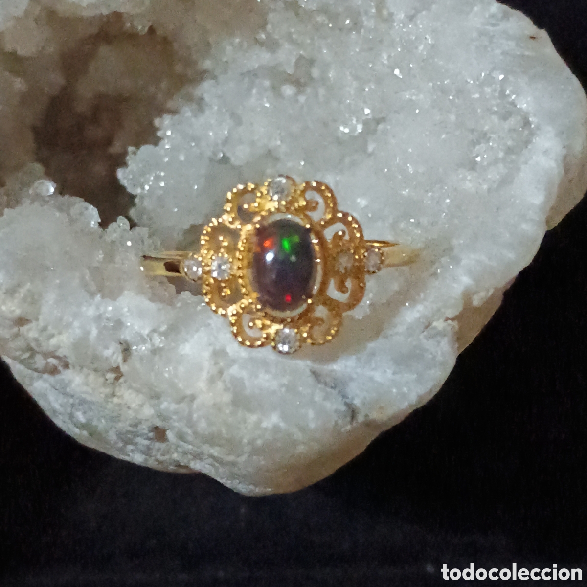 Joyeria: Anillo de &Oacute;palo Plata chapada en oro 18k - Foto 1