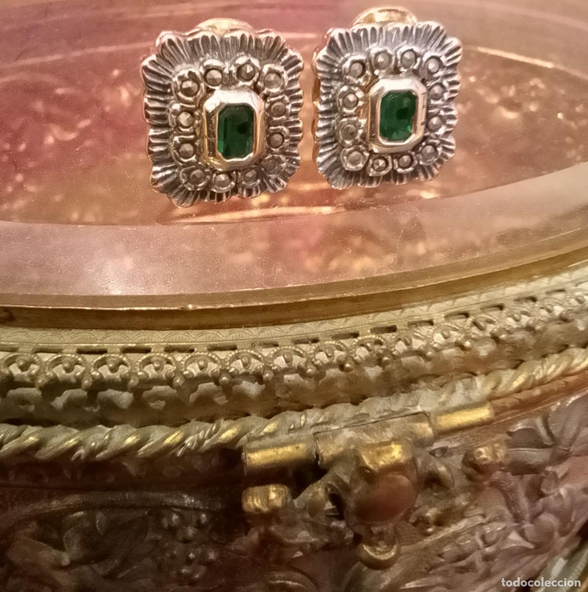 Joyeria: Elegantes Pendientes Antiguos de Plata y Oro - Foto 1