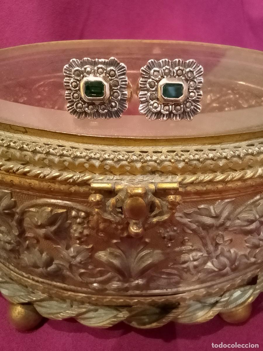 Joyeria: Elegantes Pendientes Antiguos de Plata y Oro - Foto 2