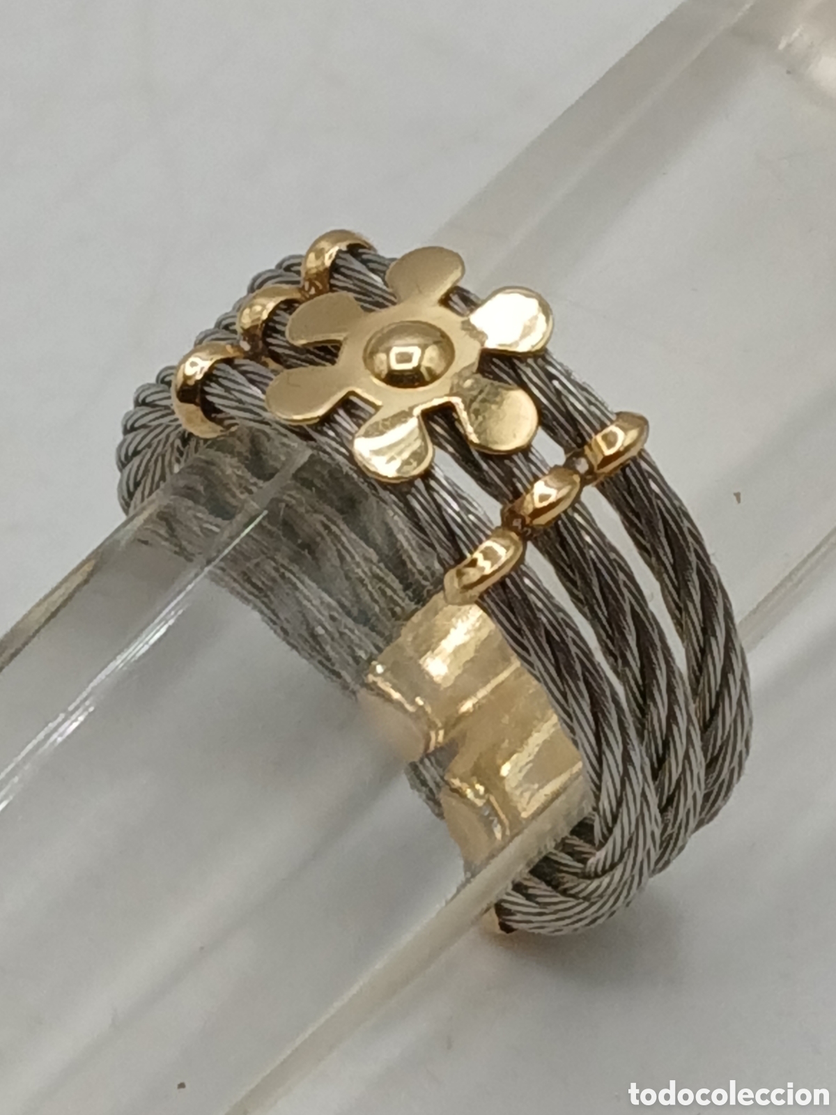 Joyeria: Anillo acero y oro 18quilates. Ajustable - Foto 3