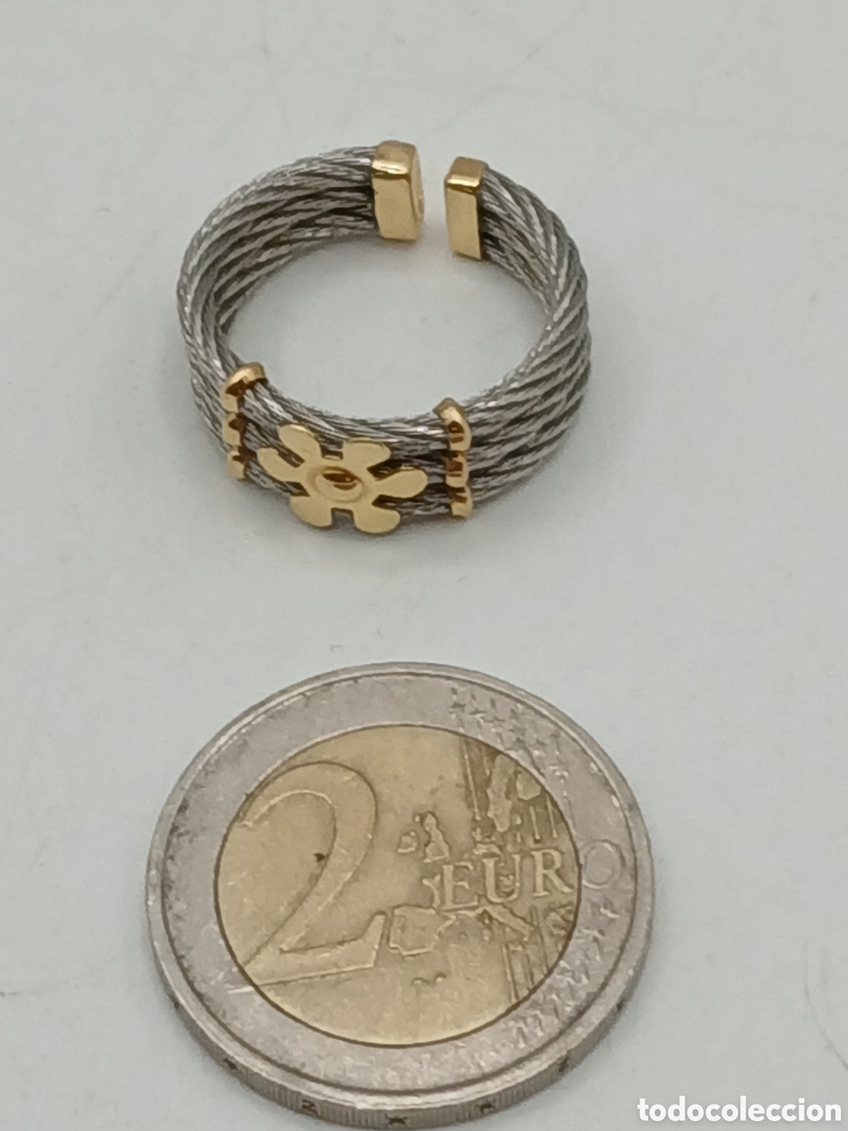 Joyeria: Anillo acero y oro 18quilates. Ajustable - Foto 4