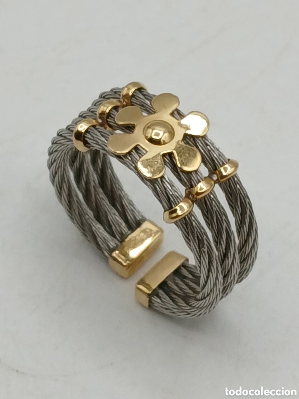 Joyeria: Anillo acero y oro 18quilates. Ajustable - Foto 1