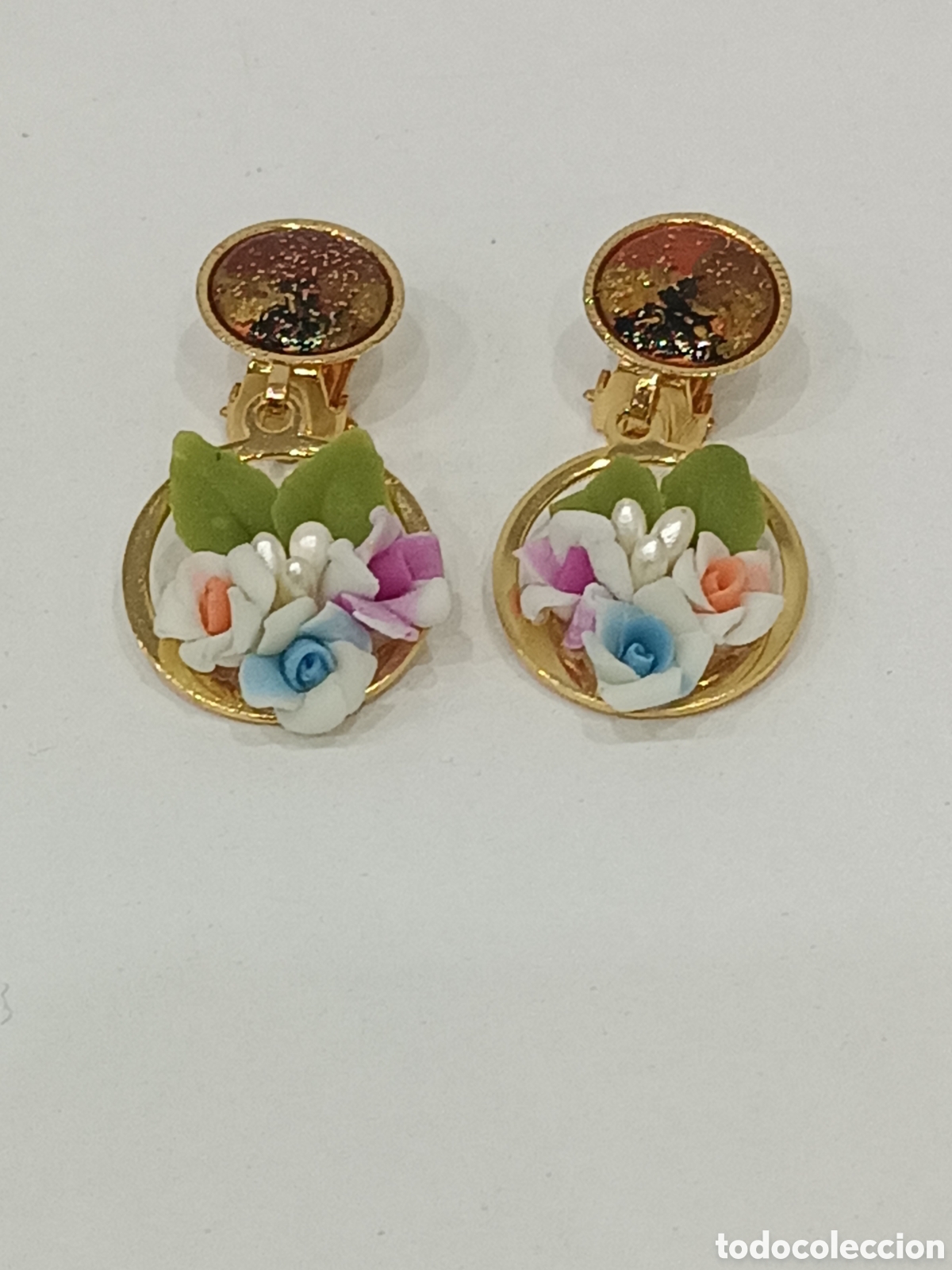Joyeria: ANTIGUOS PENDIENTES DE PORCELANA - Foto 2
