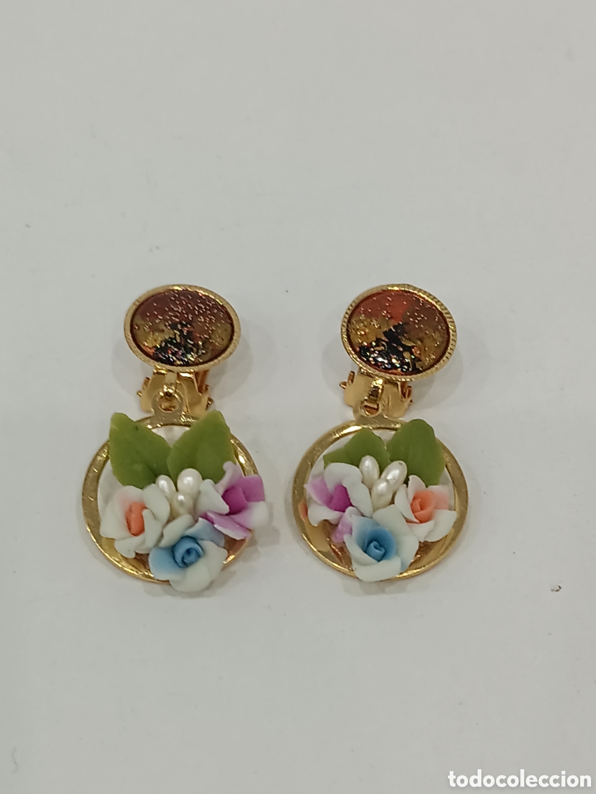 Joyeria: ANTIGUOS PENDIENTES DE PORCELANA - Foto 1