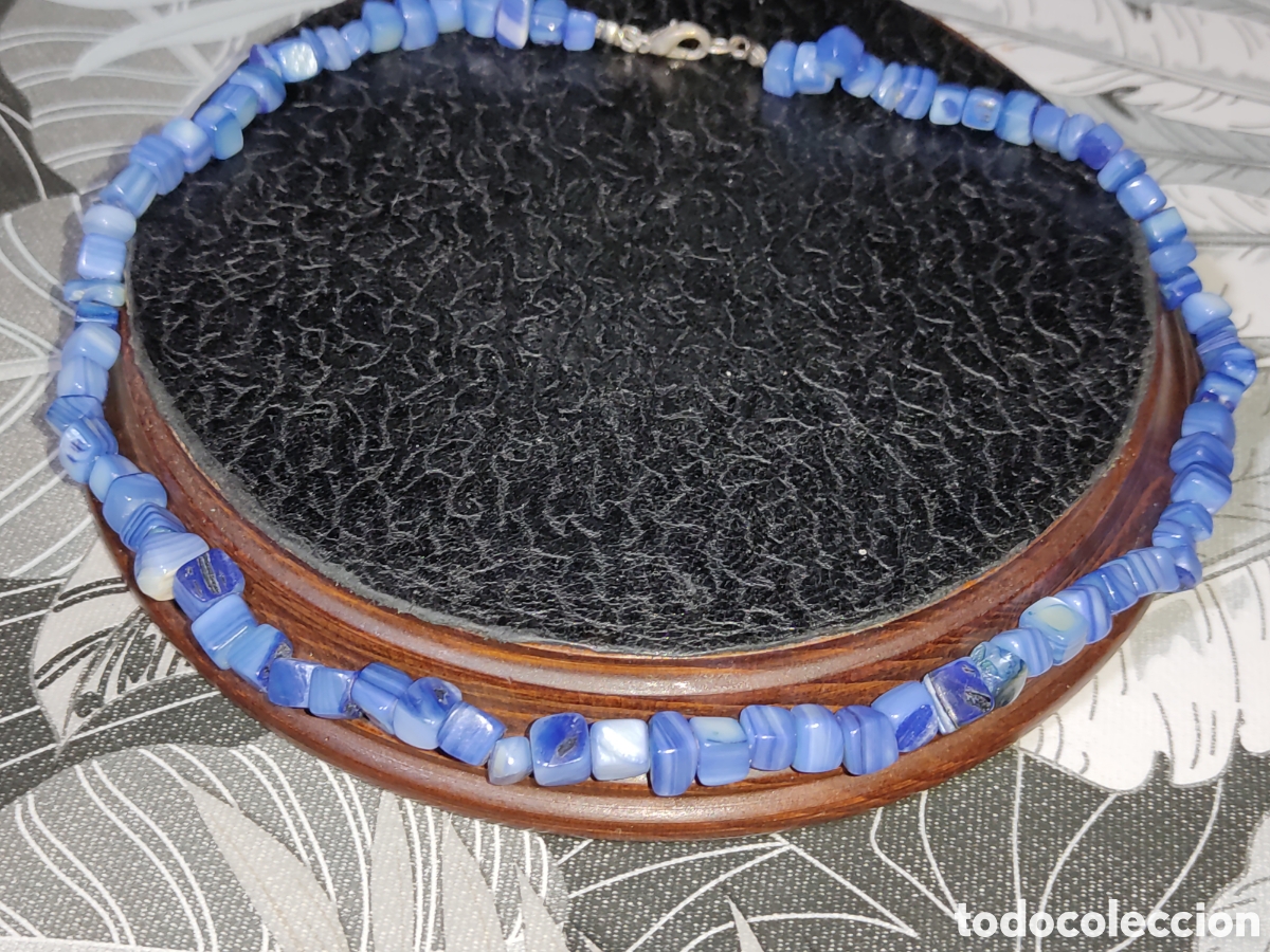 Joyeria: Collar de n&aacute;car azul.Vintage. - Foto 2