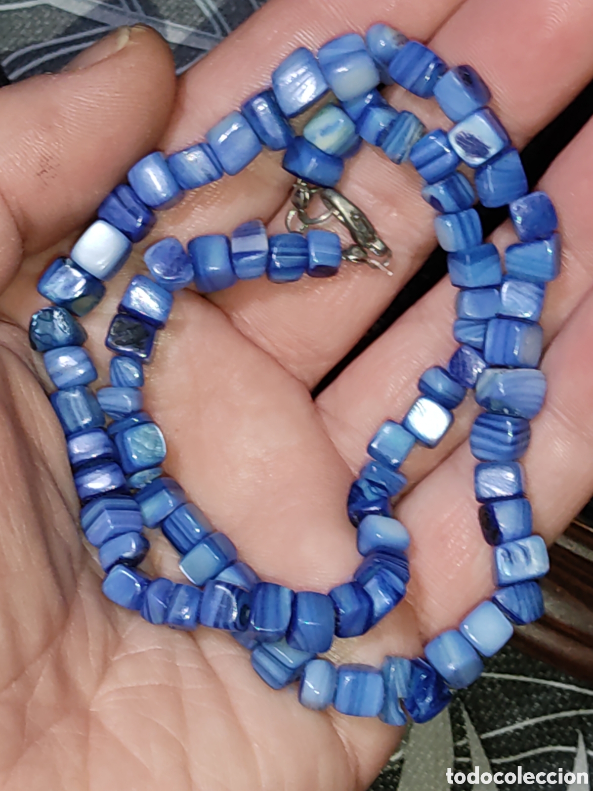 Joyeria: Collar de n&aacute;car azul.Vintage. - Foto 5