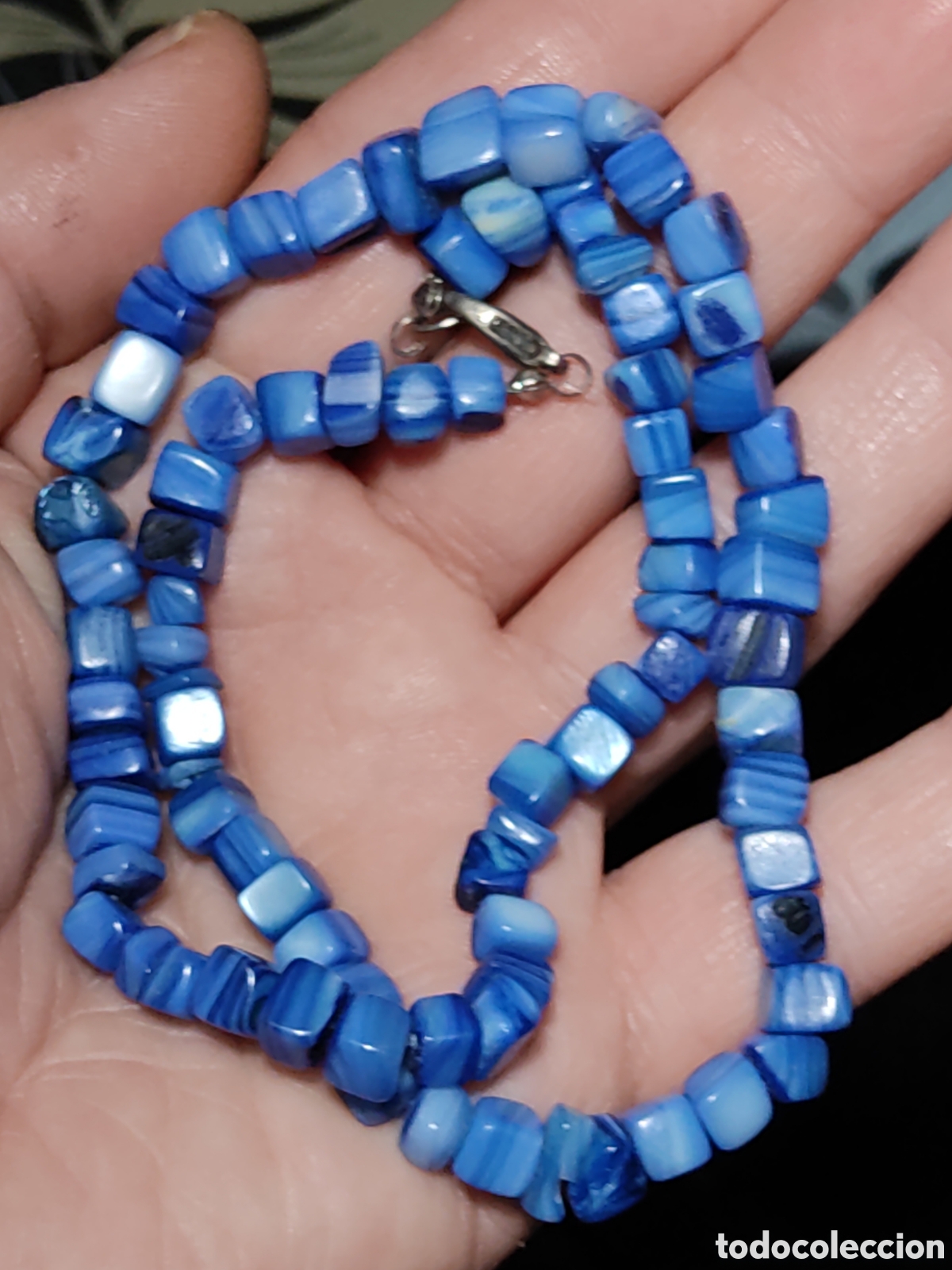 Joyeria: Collar de n&aacute;car azul.Vintage. - Foto 6