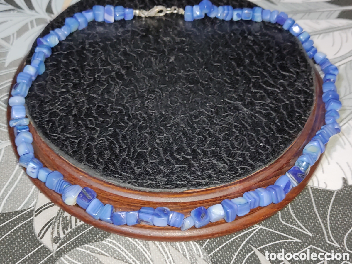 Joyeria: Collar de n&aacute;car azul.Vintage. - Foto 1