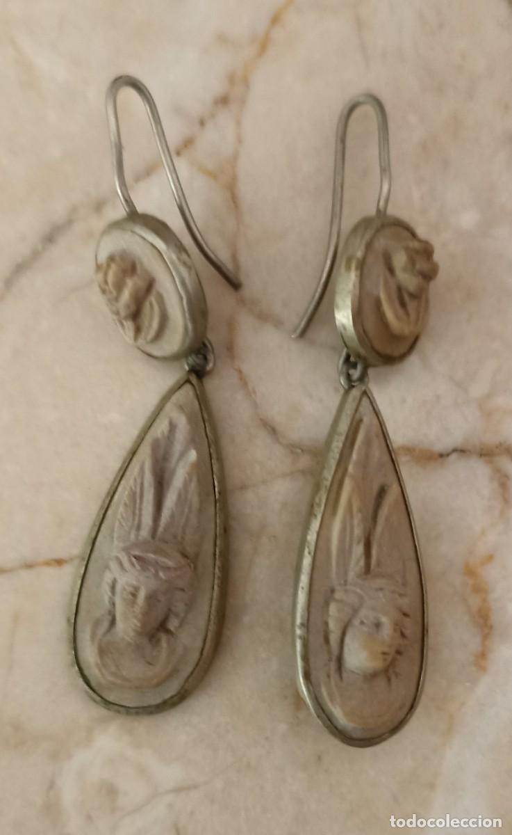 Joyeria: Pendientes antiguos de lava y metal - Foto 1