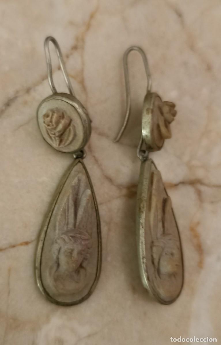 Joyeria: Pendientes antiguos de lava y metal - Foto 2