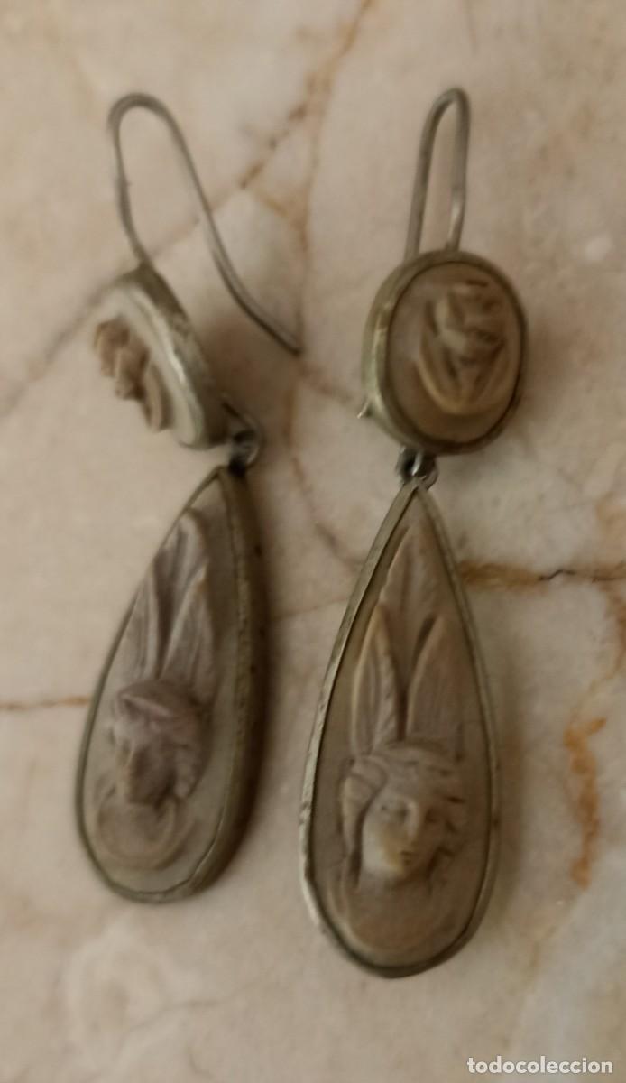 Joyeria: Pendientes antiguos de lava y metal - Foto 3