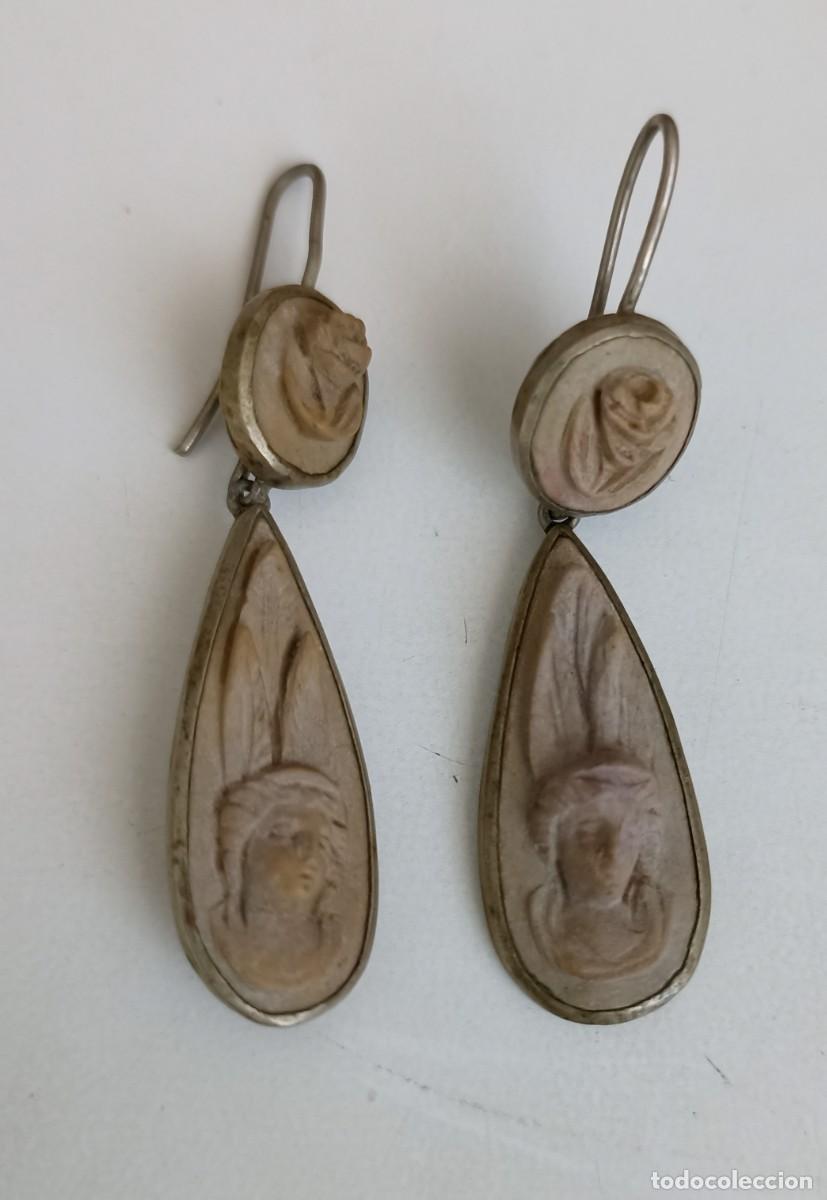 Joyeria: Pendientes antiguos de lava y metal - Foto 5