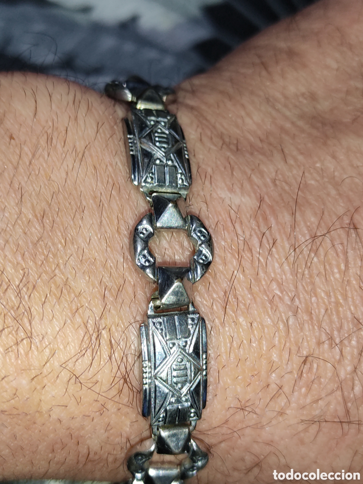 Joyeria: Pulsera modernista repujada y rodiada.Para mu&ntilde;eca peque&ntilde;a. - Foto 6