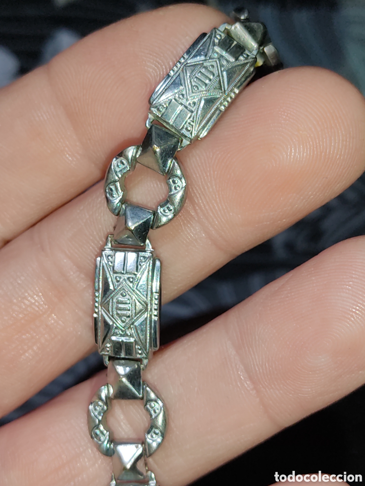 Joyeria: Pulsera modernista repujada y rodiada.Para mu&ntilde;eca peque&ntilde;a. - Foto 8