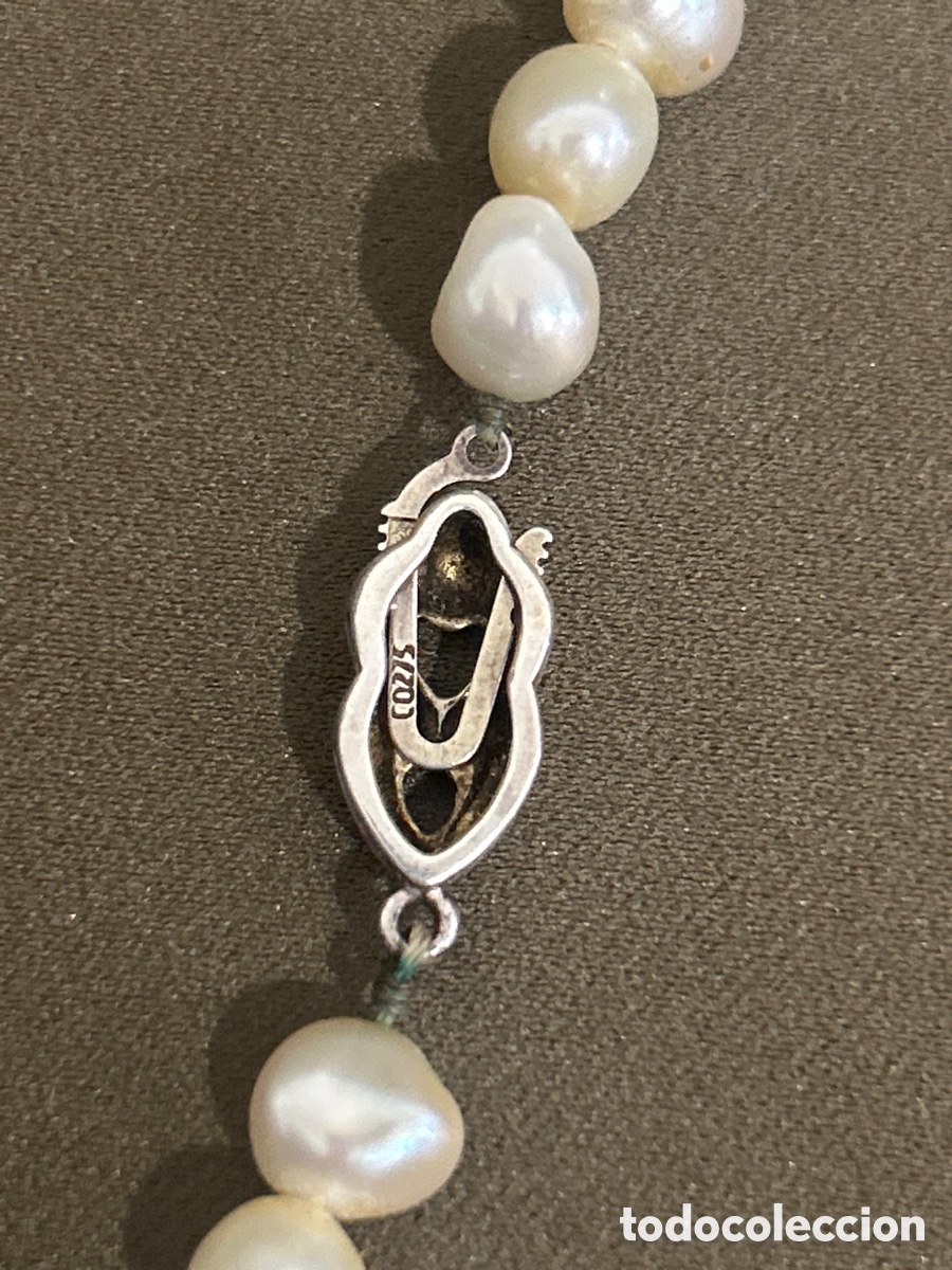 Joyeria: Antigua gargantilla de perlas con cierre de plata - Foto 7