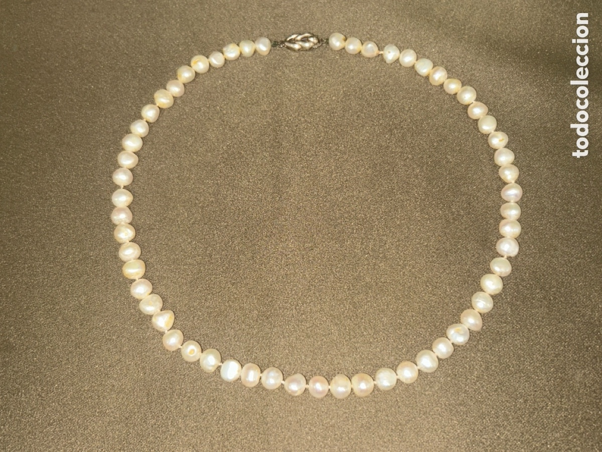 Joyeria: Antigua gargantilla de perlas con cierre de plata - Foto 1
