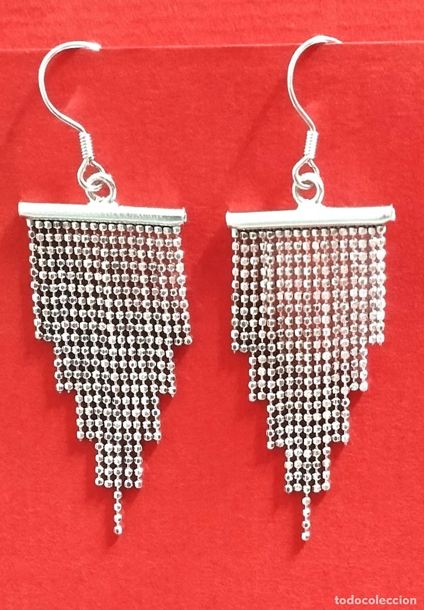 Joyeria: Pendientes flecos, Plata Ley, 4cm largo - Foto 2