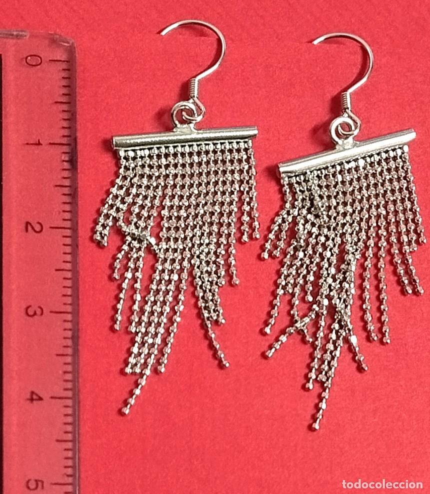 Joyeria: Pendientes flecos, Plata Ley, 4cm largo - Foto 3