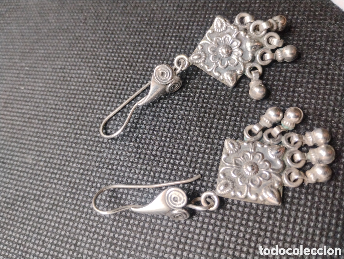 Joyeria: Pendientes largos en plata antiguos - Foto 2