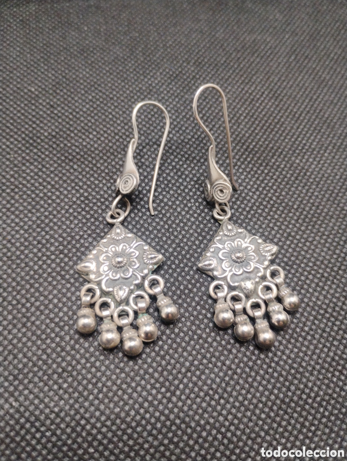 Joyeria: Pendientes largos en plata antiguos - Foto 1