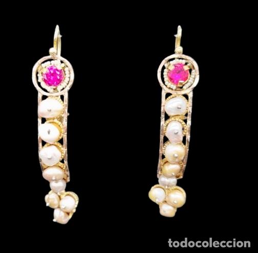 Joyeria: Pendientes antiguos en oro de 14 quilates - Foto 2
