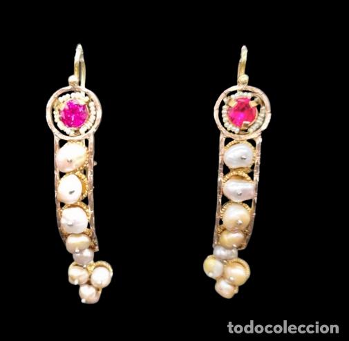 Joyeria: Pendientes antiguos en oro de 14 quilates - Foto 8