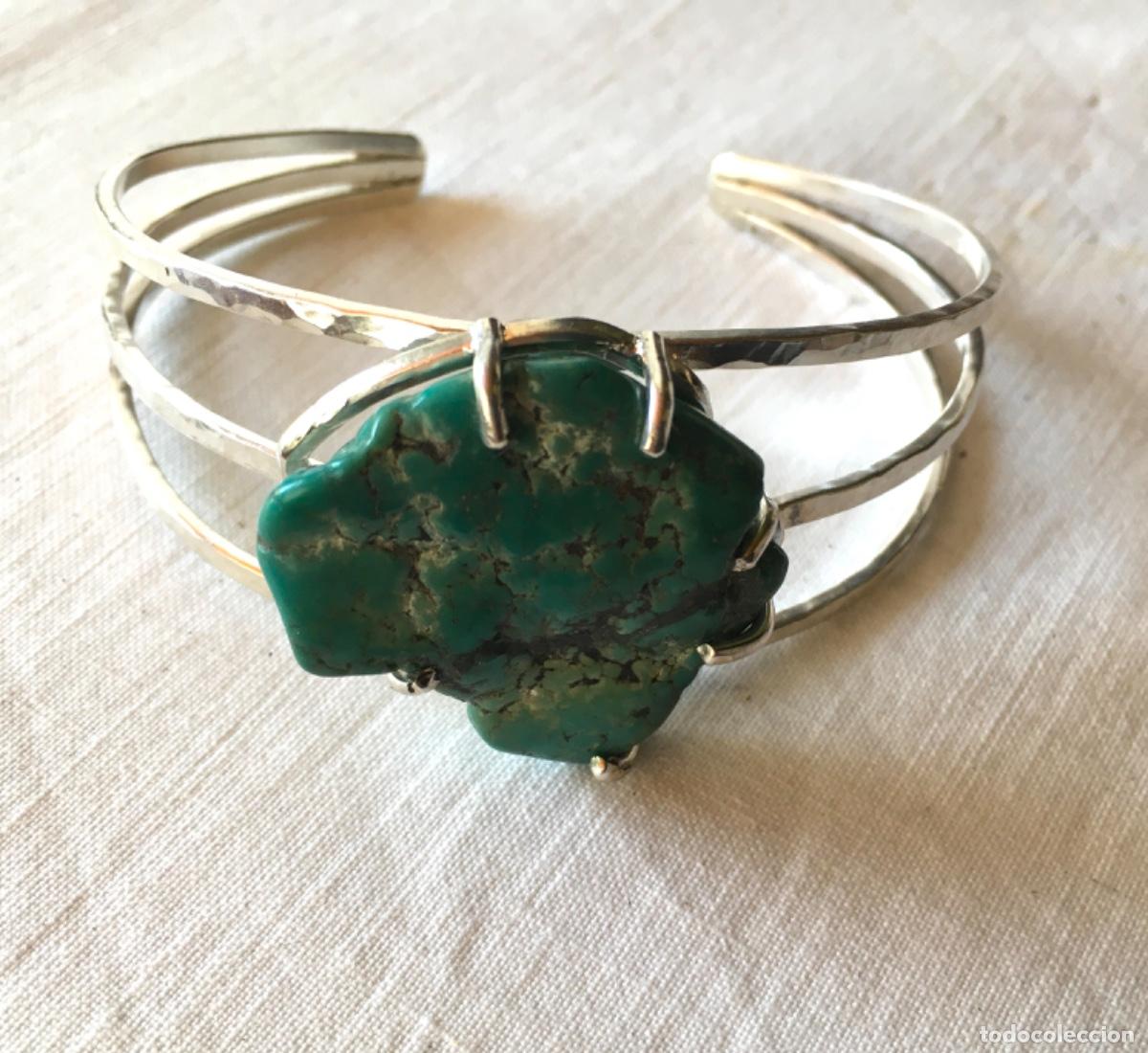 Joyeria: Brazalete de plata y turquesa - Foto 1