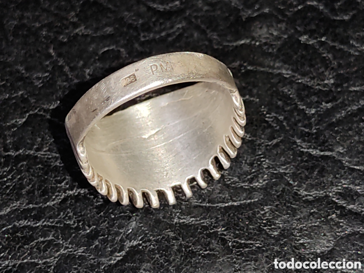 Joyeria: Antiguo anillo de plata contrastada. - Foto 2
