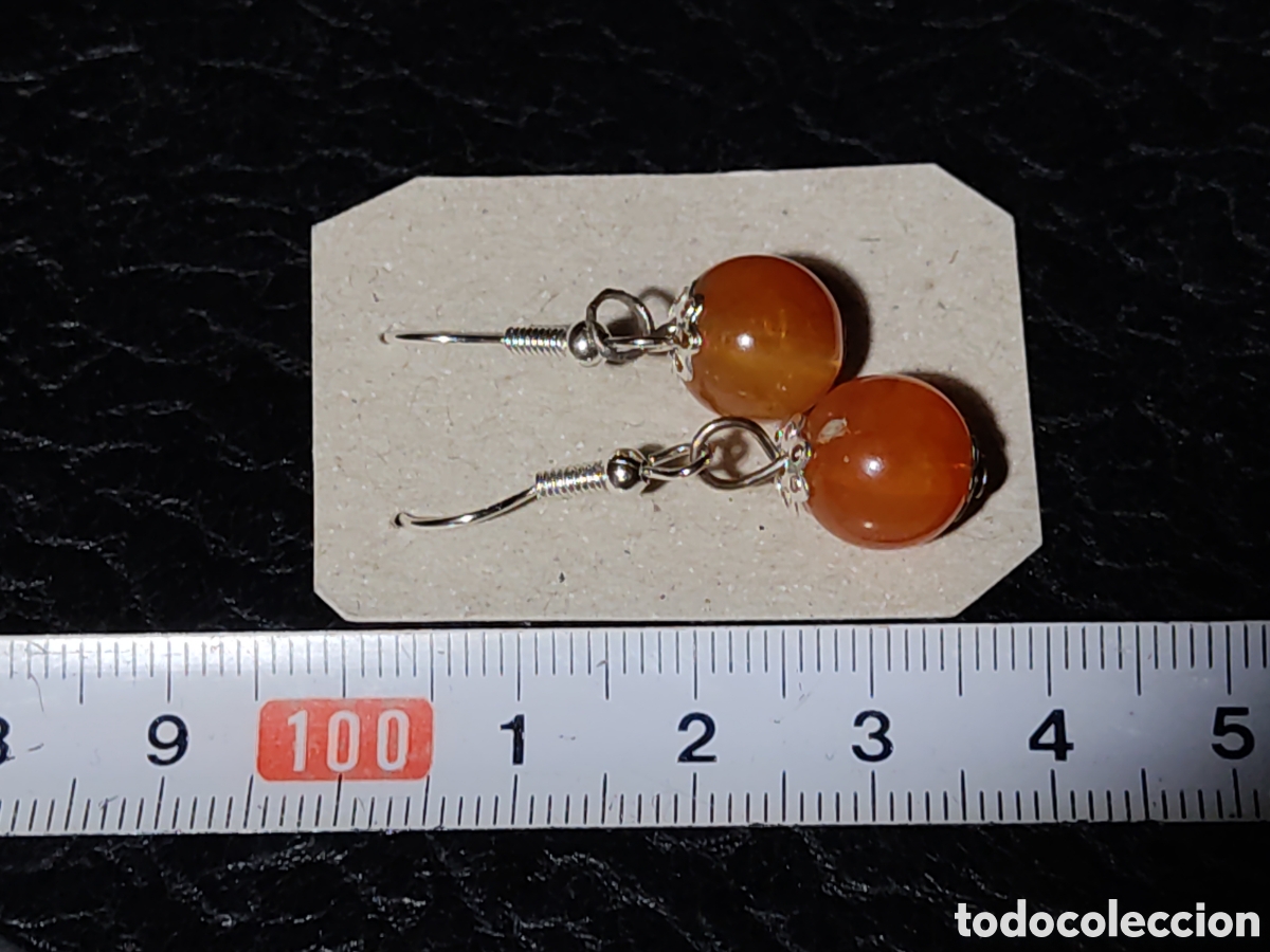 Joyeria: Pendientes con cuenta Carneola.Vintage. - Foto 3