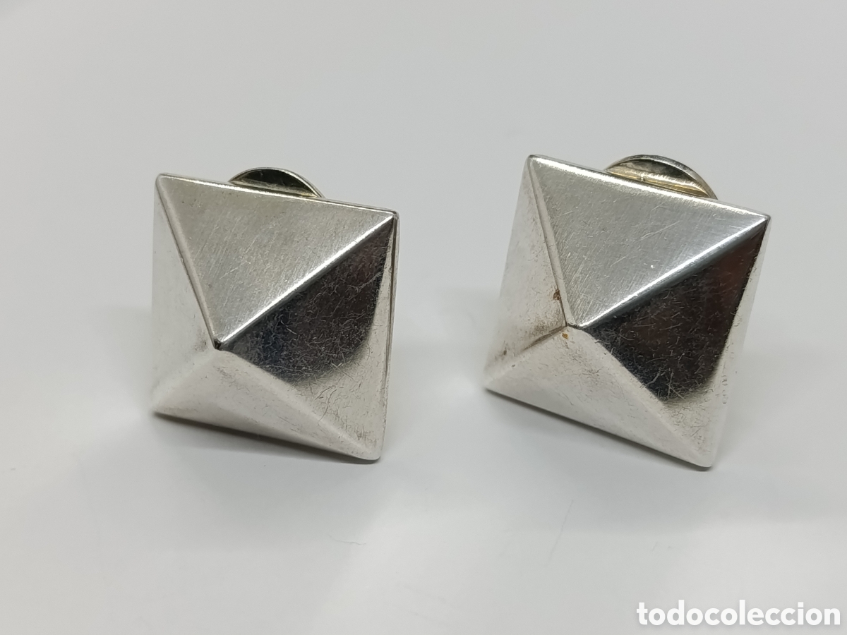 Joyeria: Pendientes de plata en forma de piramide. Cierre omega. Vintage - Foto 2