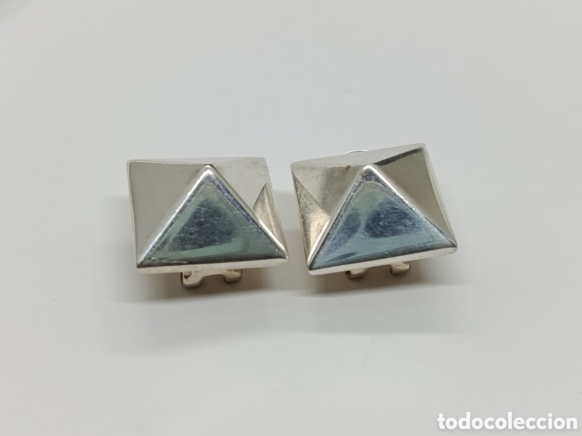 Joyeria: Pendientes de plata en forma de piramide. Cierre omega. Vintage - Foto 4
