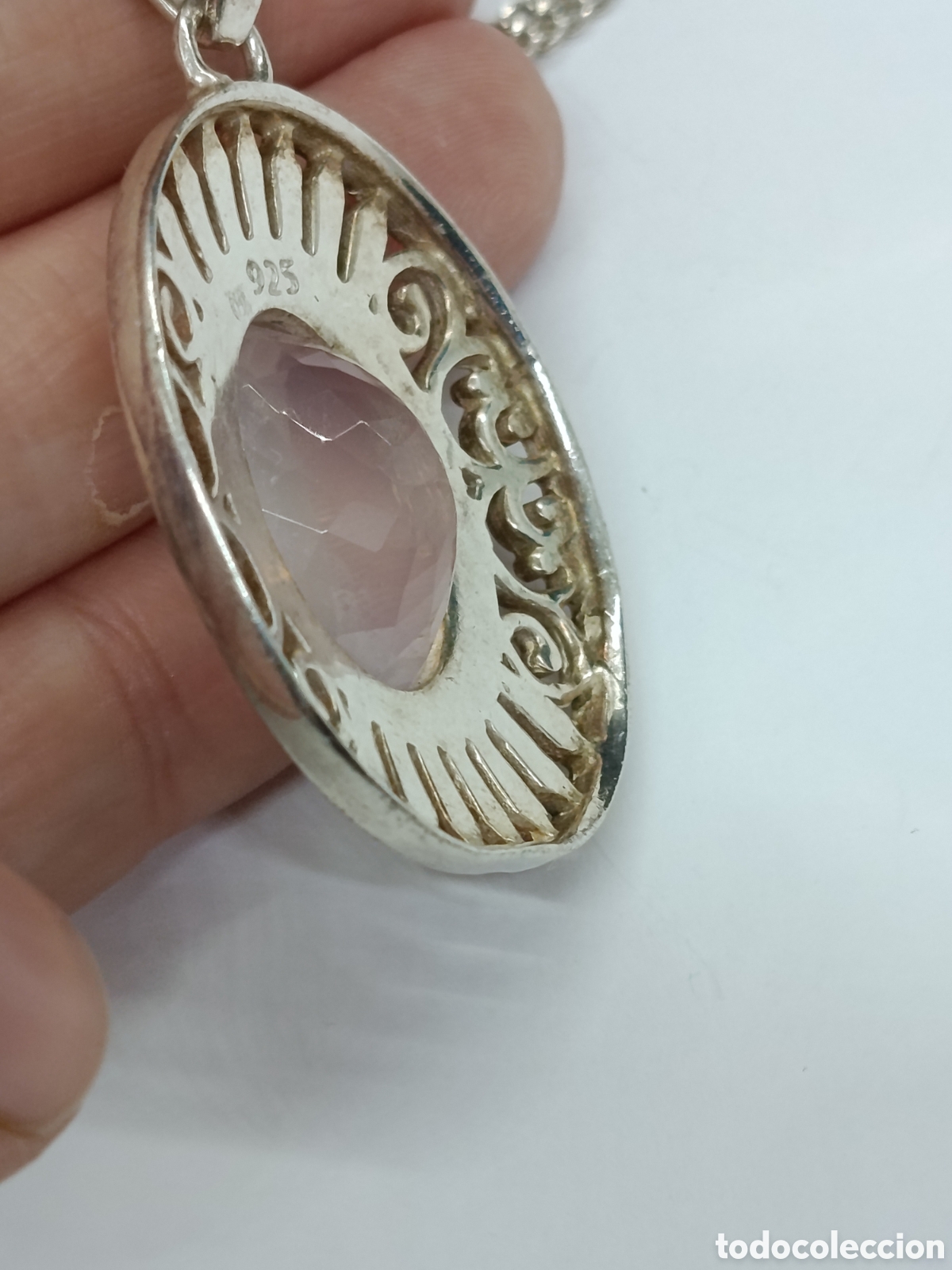 Joyeria: Colgante de plata y cuarzo rosa . - Foto 3