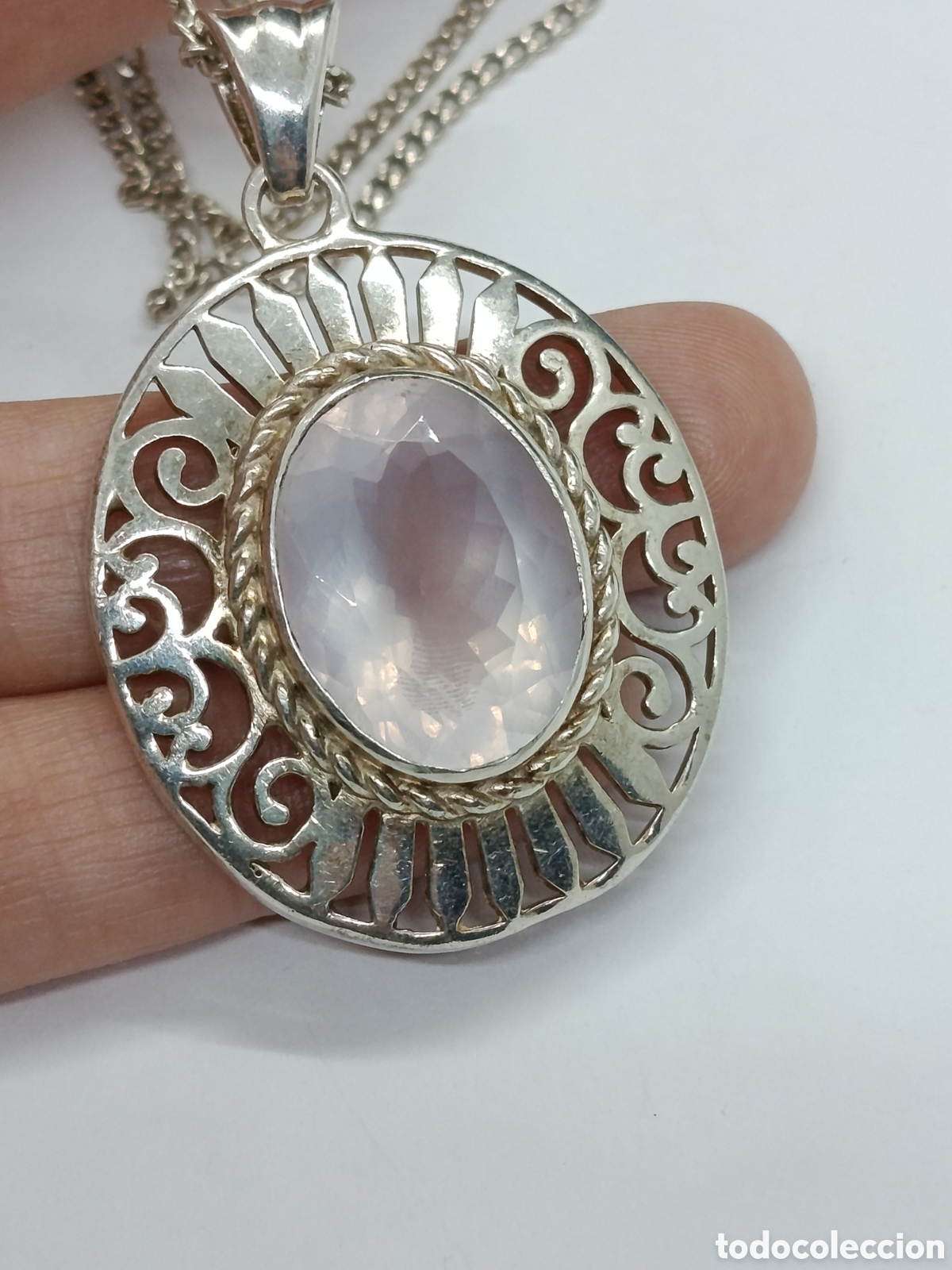 Joyeria: Colgante de plata y cuarzo rosa . - Foto 4