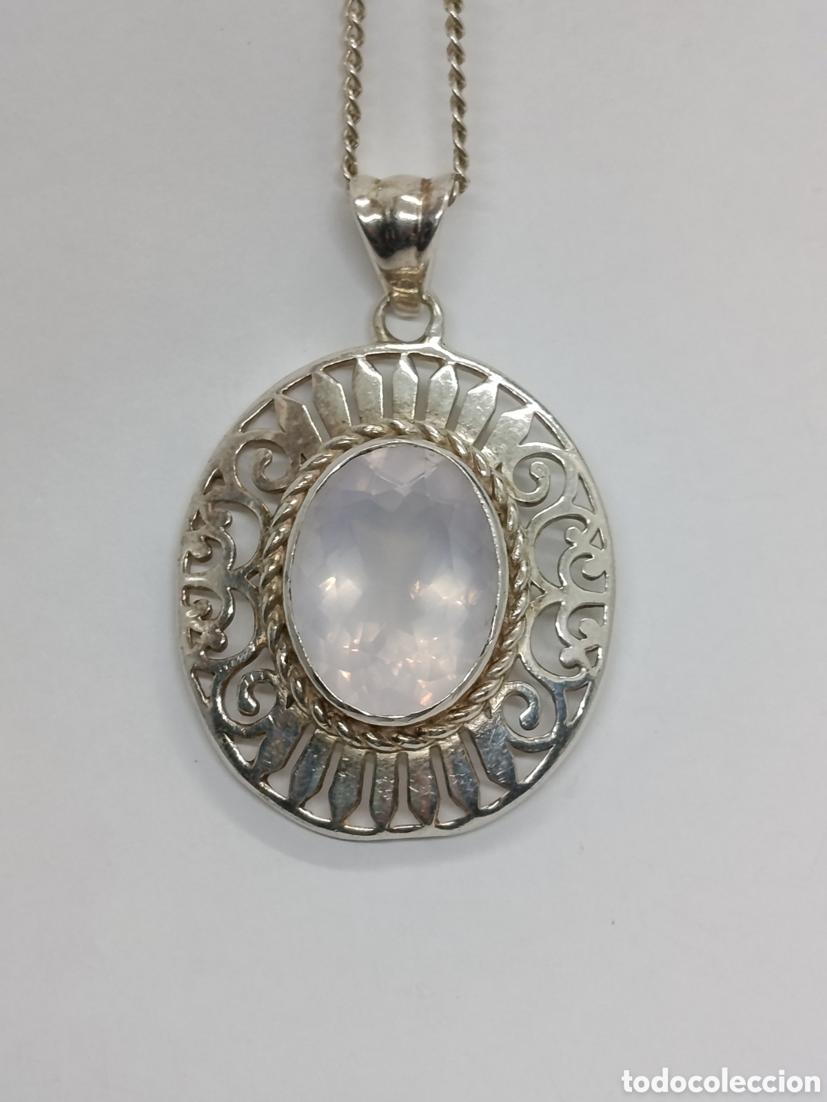 Joyeria: Colgante de plata y cuarzo rosa . - Foto 5